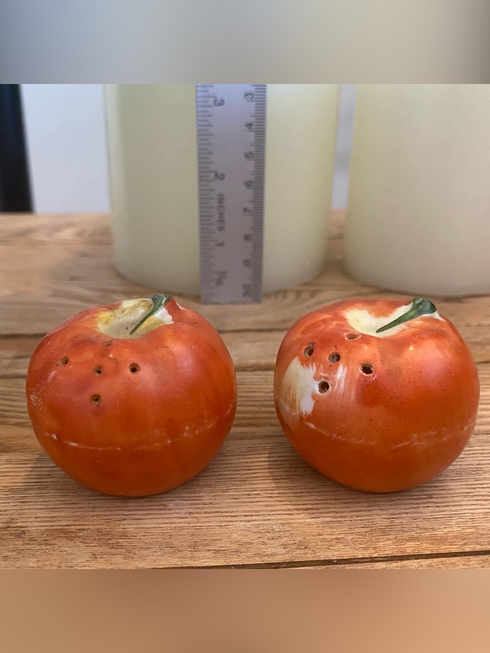 Vintage Ceramic Peach Salt & Pepper Shakers Set - Made in Japan